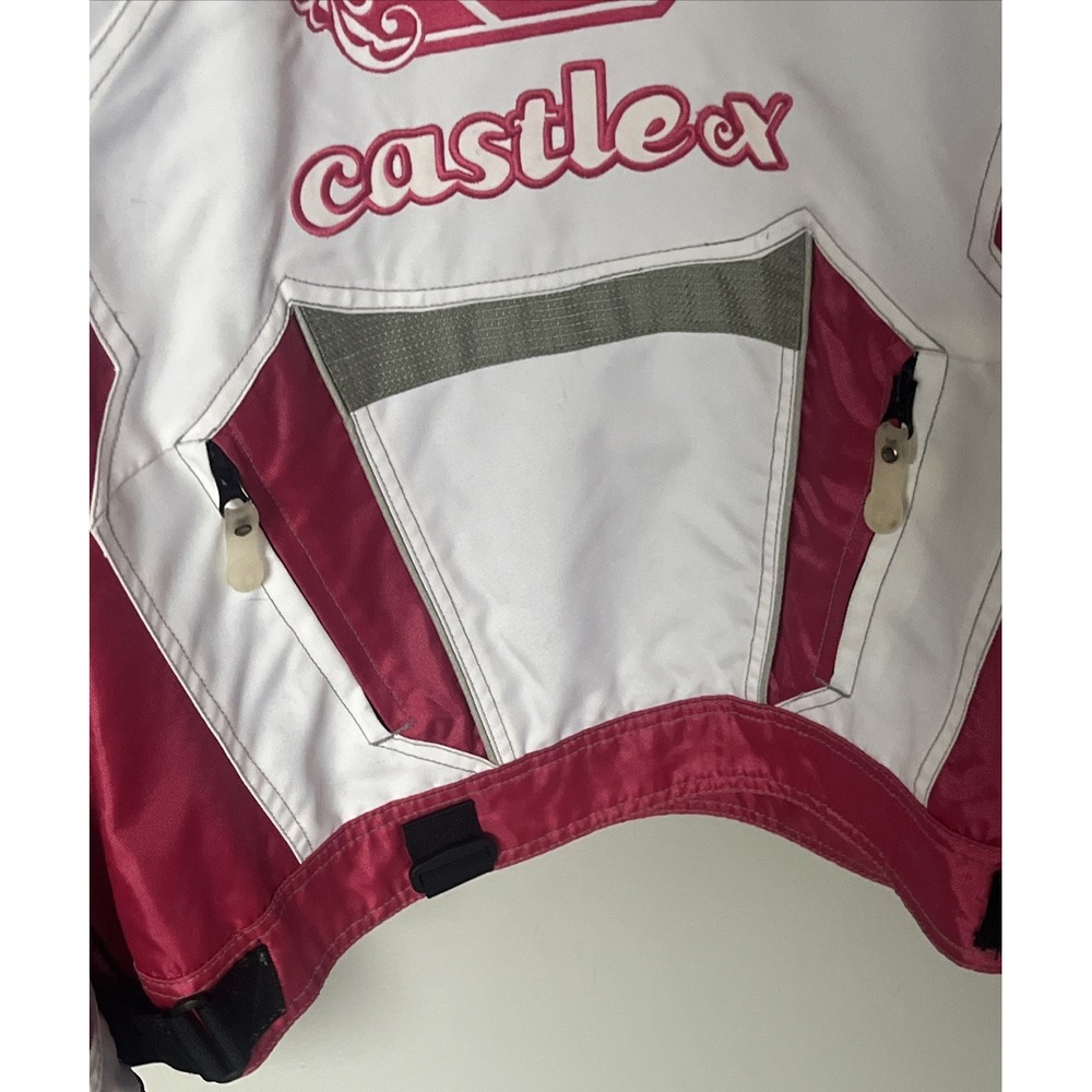 Castle X‎ Racing Snowmobile 1/4 Zip Pullover Jacket Women's M Pink White ❄️ EUC - Picture 11 of 16